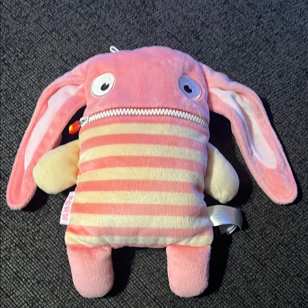 Pink and Yellow Stuffed Animal Rabbit